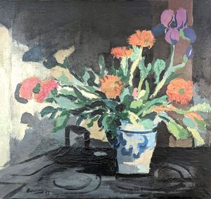 Pot de fleurs sur poéle
