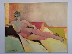 Nue allongée (tonalité orange)